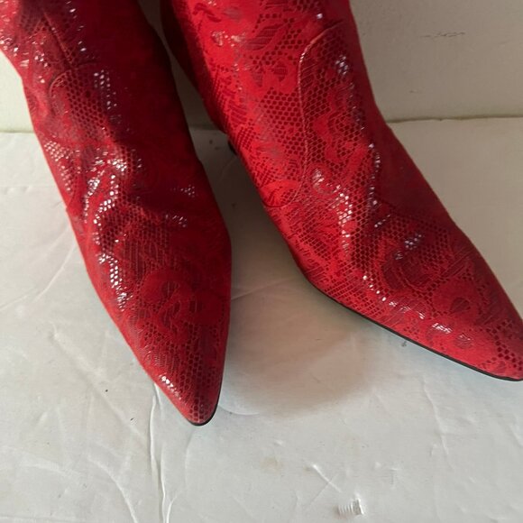 90'S VINTAGE DIESEL WEDGE EMBOSSED SUEDE BOOTS SZ 6 US - Picture 4 of 11